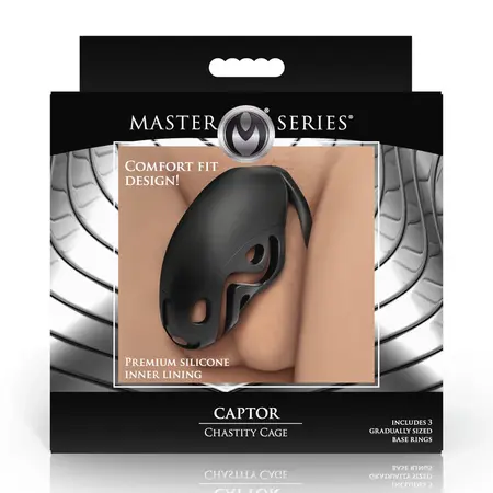 Captor SecureFit Black Protective Cage for Men, Adjustable Rings, 3.8''