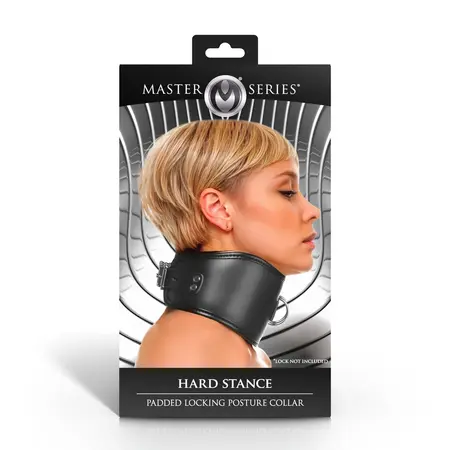 XR Brands Hard Stance Padded Lockable Posture Collar Black Adjustable