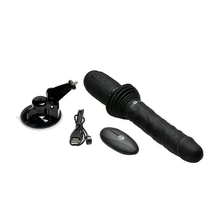 XR Brands Ultimate Power Pounder crni silikonski model sa vibracijom i funkcijom potiskivanja