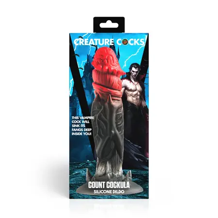 XR Brands Count Cockula silikonski dildo crveno crni 22.9 cm sa vakuum postoljem