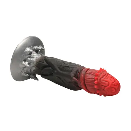 XR Brands Count Cockula silikonski dildo crveno crni 22.9 cm sa vakuum postoljem