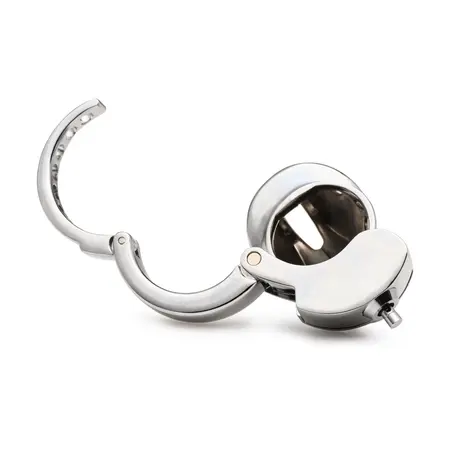 Master Series Metal Chastity Device Push-Lock Adjustable Silver 3.25in