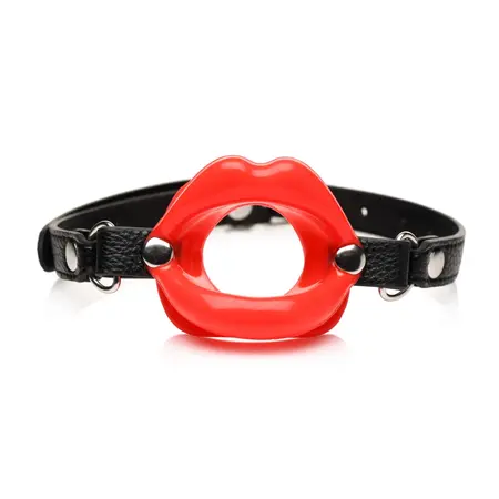 XR Brands Labios Jugosos Silicone Mouth Gag Red Adjustable Strap 1.5