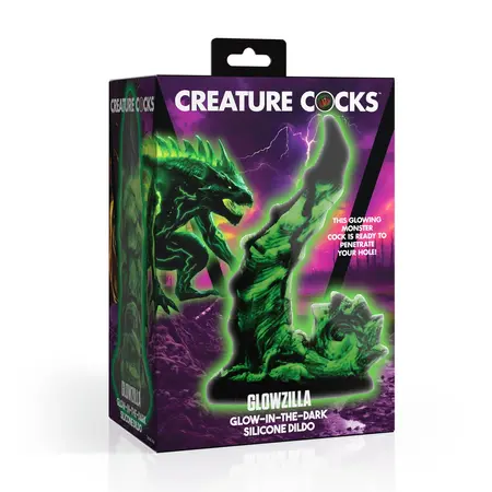Creature Cocks Glowzilla silikonski fantazijski model, svetli u mraku zeleno crni