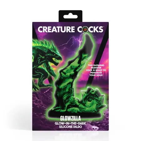 Creature Cocks Glowzilla silikonski fantazijski model, svetli u mraku zeleno crni