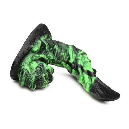 Creature Cocks Glowzilla silikonski fantazijski model, svetli u mraku zeleno crni