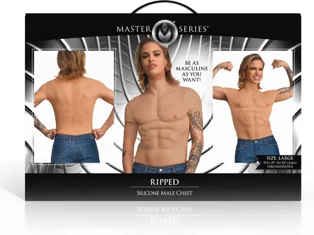 Ripped Silicone Male Chest brenda XR Brands, srednja veličina, realistična mišićna majica
