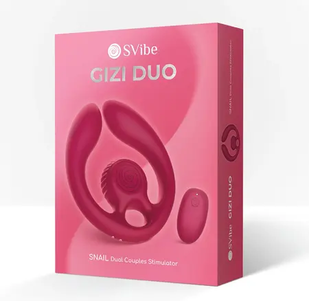SVibe GIZI Duo Burgundy dupli intimni masažer za parove sa daljinskim upravljačem