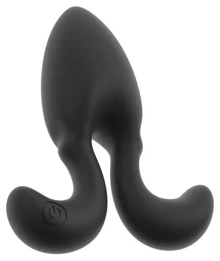 ANOS RC vibrirajući analni čep sa fleksibilnim krilcima, 10 modova, crni silikon, 10.2 cm