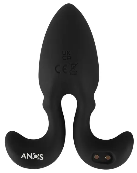 ANOS RC vibrirajući analni čep sa fleksibilnim krilcima, 10 modova, crni silikon, 10.2 cm