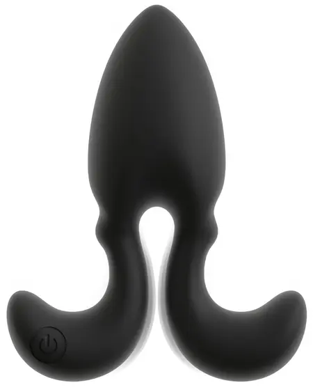 ANOS RC vibrirajući analni čep sa fleksibilnim krilcima, 10 modova, crni silikon, 10.2 cm