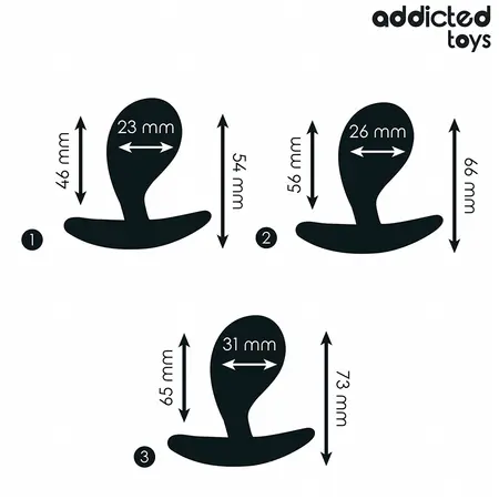 Set silikonskih intimnih čepova Addicted Toys Model 3 sa tri veličine, hipoalergenski