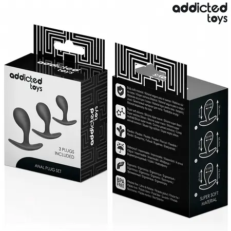 Set silikonskih intimnih čepova Addicted Toys Model 3 sa tri veličine, hipoalergenski