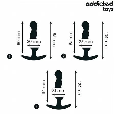 Addicted Toys silikonski set čepova Model 1 u tri veličine, ergonomski dizajn