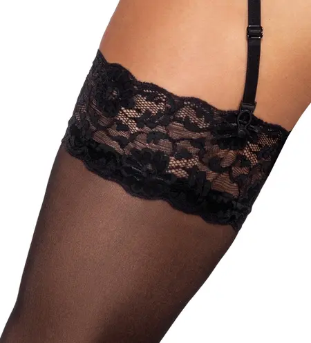 Cottelli LEGWARE crne samostojeće čarape sa čipkom L, 20 dena, Oeko-Tex, elegantan finiš