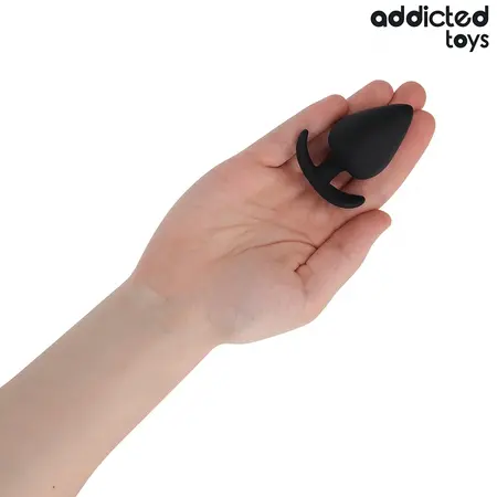 Addicted Toys silikonski intimni čep veličine L od 8 cm, ergonomska baza, crna boja