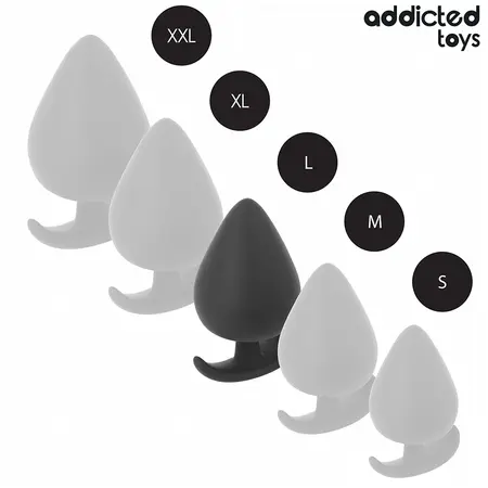 Addicted Toys silikonski intimni čep veličine L od 8 cm, ergonomska baza, crna boja