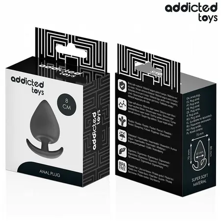 Addicted Toys silikonski intimni čep veličine L od 8 cm, ergonomska baza, crna boja