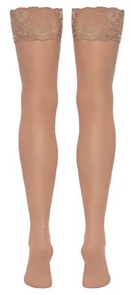 Cottelli LEGWARE Nude čarape L, Velvet Touch, 20 dena, široka čipka