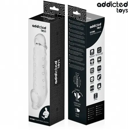 Addicted Toys Transparent Extension Sleeve S 23cm Anatomical Fit