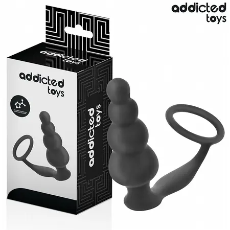 Addicted Toys silikonski intimni plag sa prstenom Model 5, crni, 235 mm
