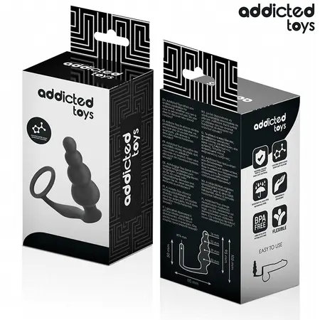 Addicted Toys silikonski intimni plag sa prstenom Model 5, crni, 235 mm