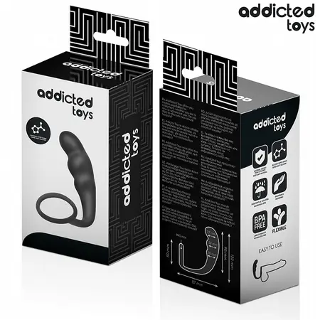 Addicted Toys silikonski intimni čep sa prstenom Model 4, crni, 204 mm