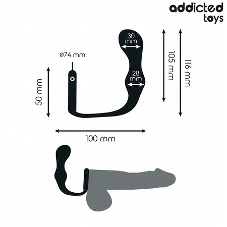 Addicted Toys silikonski analni čep Model 3 sa prstenom za pridržavanje, 195mm crni