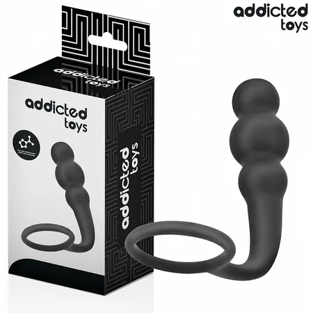 Addicted Toys silikonski intimni čep sa ergonomskim prstenom Model 1 crni 195mm
