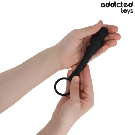 Addicted Toys silikonski intimni čep sa ergonomskim prstenom Model 1 crni 195mm