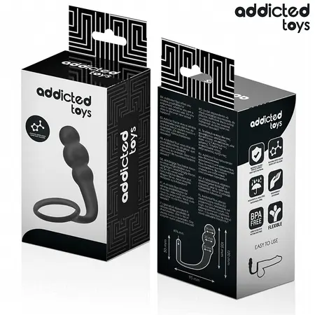 Addicted Toys silikonski intimni čep sa ergonomskim prstenom Model 1 crni 195mm