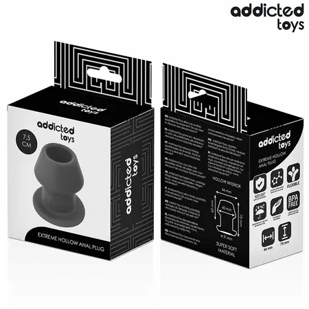 Addicted Toys Extreme Hollow silikonski plag veličina S 7.5 cm u crnoj boji