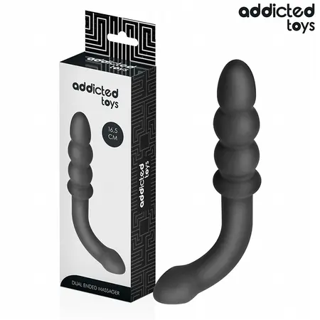 Addicted Toys Dvostrani Silikonski Masažer 16.5cm Crni - Progresivni Oblik
