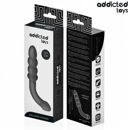 Addicted Toys Dvostrani Silikonski Masažer 16.5cm Crni - Progresivni Oblik