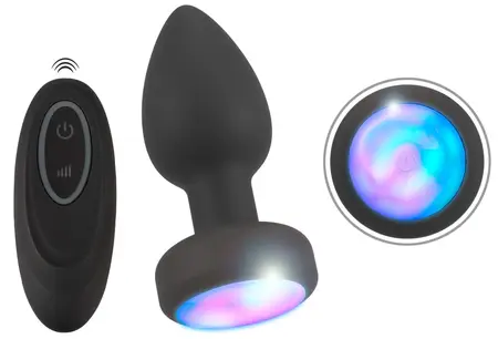 ANOS RC LED svetleći silikonski analni čep, 9 cm, 7 modova, daljinski upravljač, vodootporan