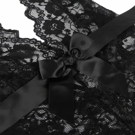 Subblime 930882 Elegant Black Bodysuit with Decorative Ruffles L/XL