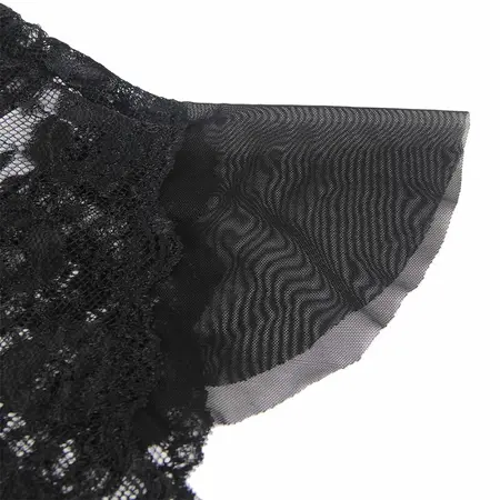 Subblime 930882 Elegant Black Bodysuit with Decorative Ruffles L/XL
