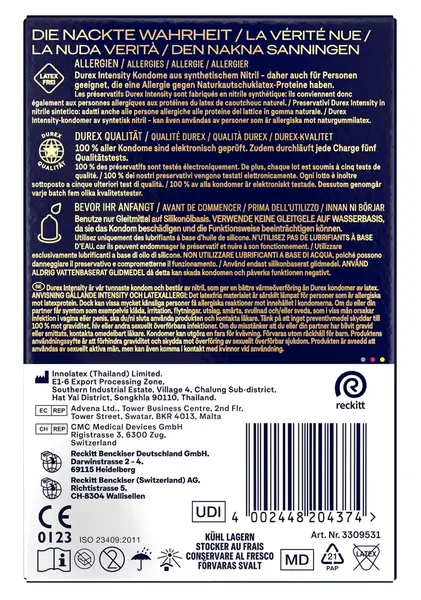 Durex Intensity Nitrile Ultra-Thin Latex-Free Condoms 20 Pack 56mm