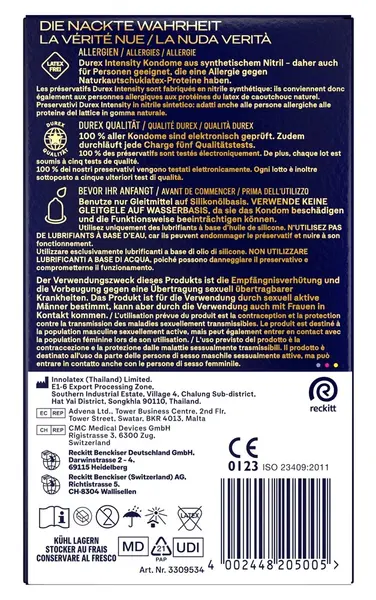 Durex Intensity Extra Large nitrilni kondomi 8 komada bez lateksa, 61 mm