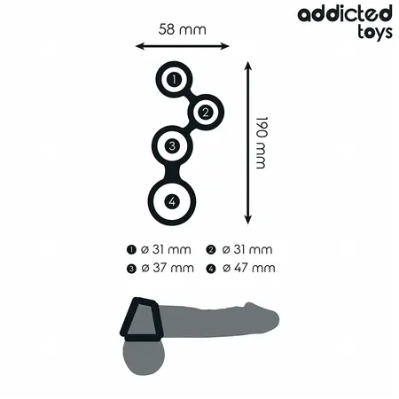 Addicted Toys Multi-Ring sistem podrške sa anatomskim pregradama crni 201mm
