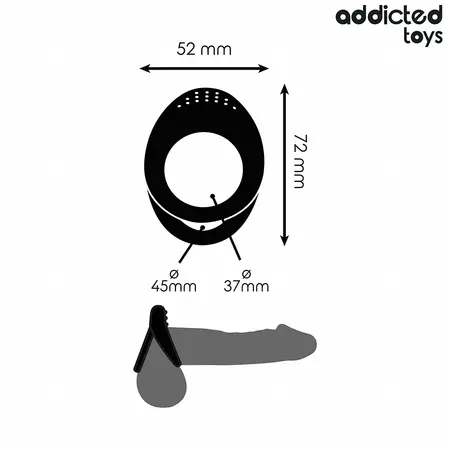 Addicted Toys Double Ring System crni silikonski prsten sa teksturom za podršku 72 mm