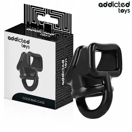Addicted Toys Model 8435565956813 crni potporni prsten sa kavezom podesivi silikonski sistem
