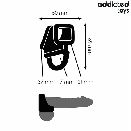 Addicted Toys Model 8435565956813 crni potporni prsten sa kavezom podesivi silikonski sistem