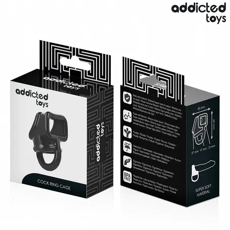 Addicted Toys Model 8435565956813 crni potporni prsten sa kavezom podesivi silikonski sistem