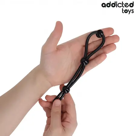 Addicted Toys silikonski podesivi intimni prsten sa tri petlje 195mm crni