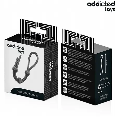 Addicted Toys silikonski podesivi intimni prsten sa tri petlje 195mm crni