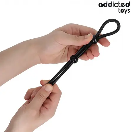Addicted Toys silikonski podesivi anatomski prsten sa dvostrukom petljom 19.5cm crni