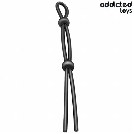 Addicted Toys silikonski podesivi anatomski prsten sa dvostrukom petljom 19.5cm crni