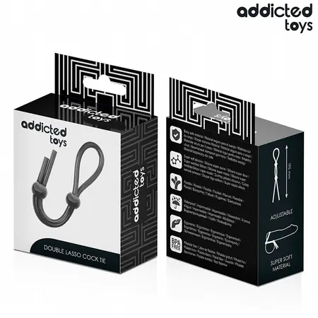 Addicted Toys silikonski podesivi anatomski prsten sa dvostrukom petljom 19.5cm crni