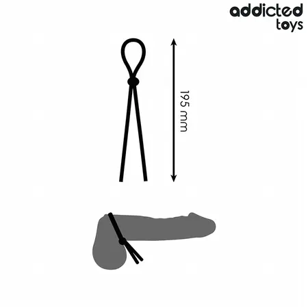 Addicted Toys silikonski podesivi prsten sa jednom petljom, 19.5 cm, crni